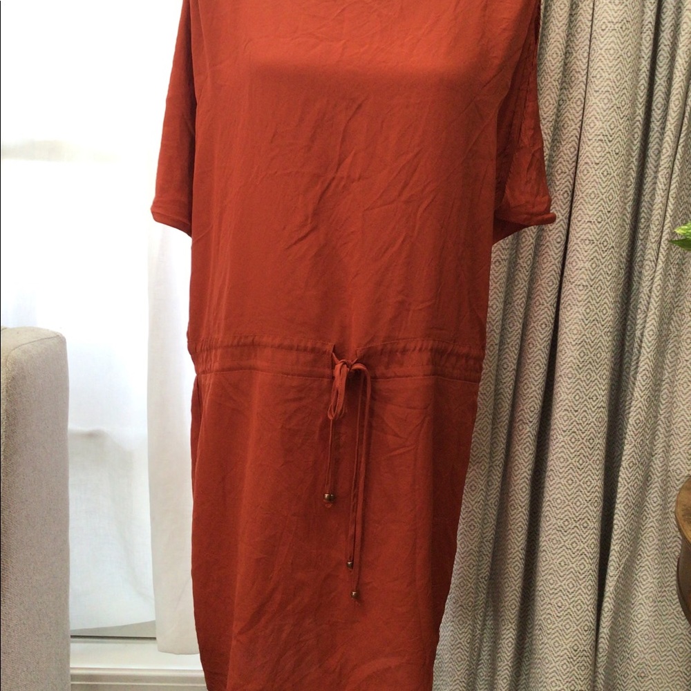 Red silk dress
